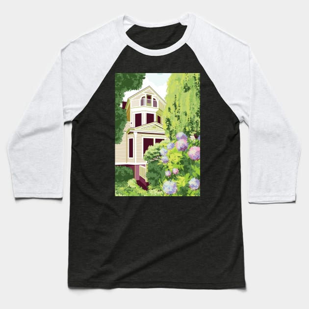 House Nestled in Lush Greenery Baseball T-Shirt by Nathan Watkins Design